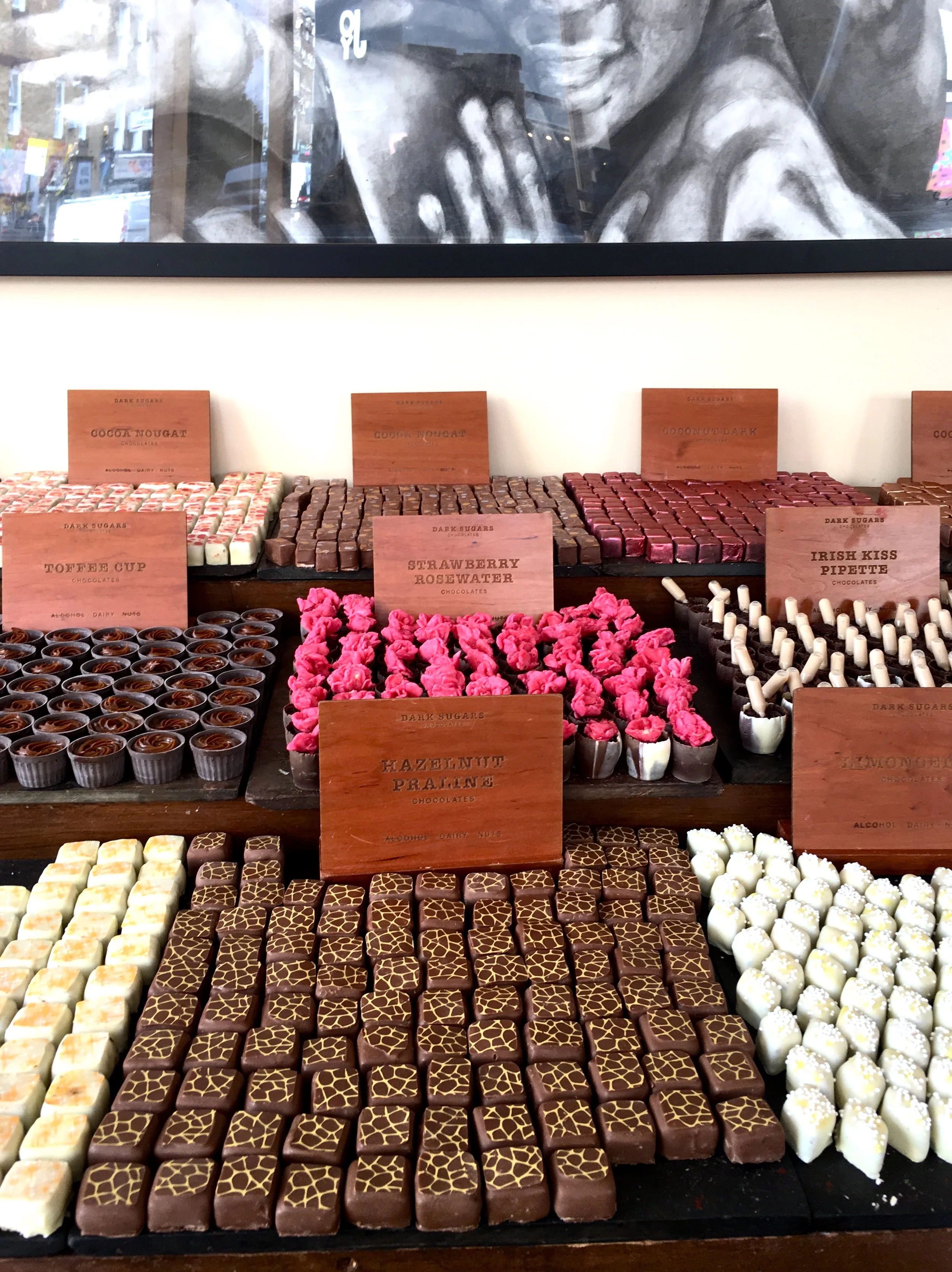 This chocolate shop on Brick Lane was nuts! We first thought they were selling bars of soap, but nope- it was chocolate!!