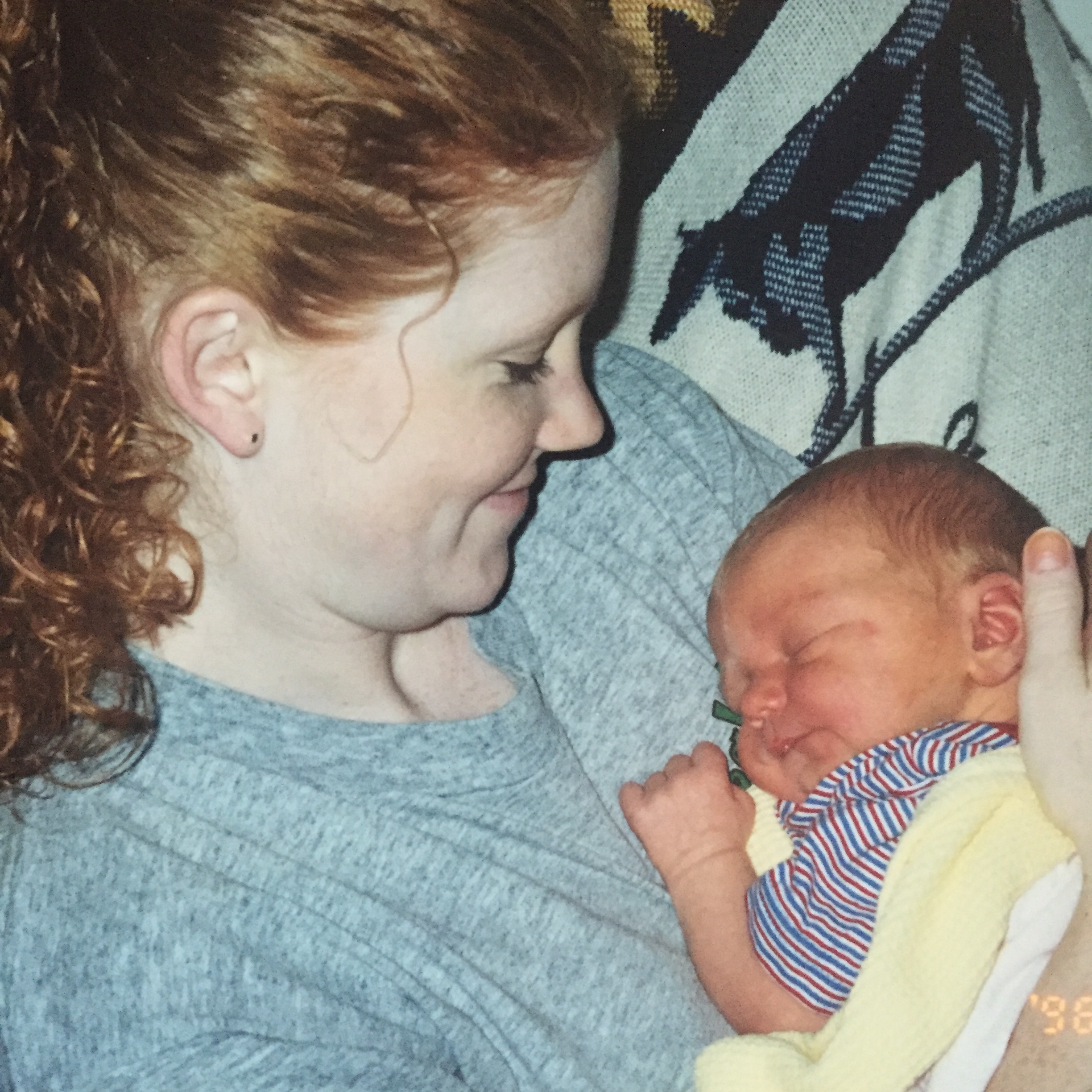 Holding a five-day-old Steven