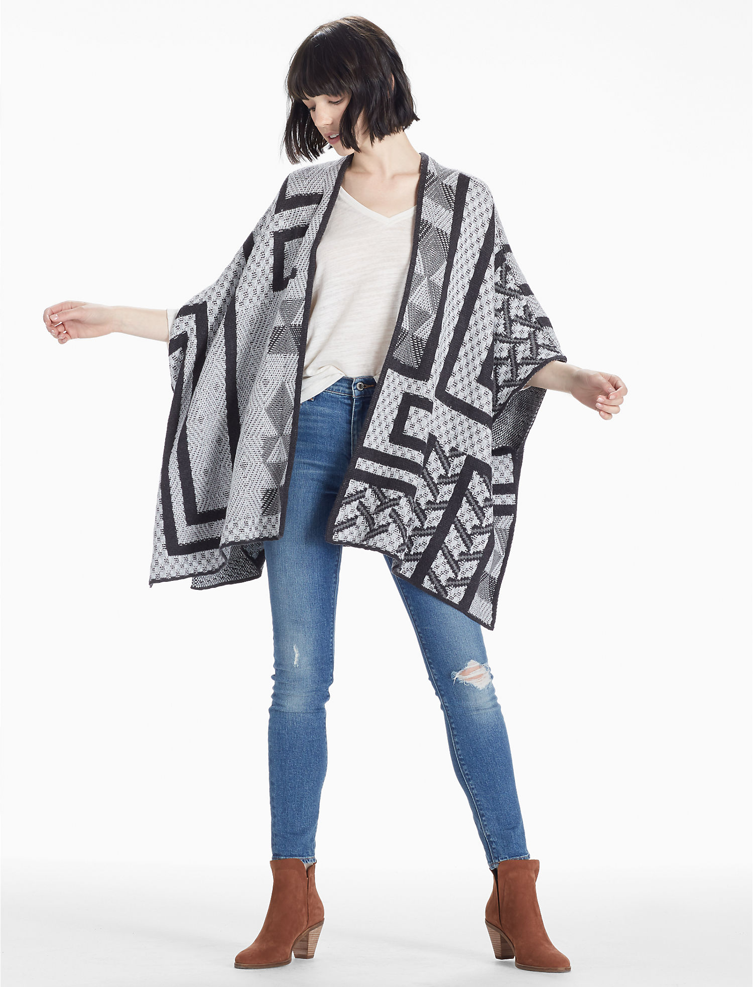 Lucky Intarsia Sweater Poncho $89.50