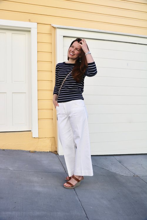 Easy Summer Outfit ft. Striped Wide Leg Pants - Jeans and a Teacup