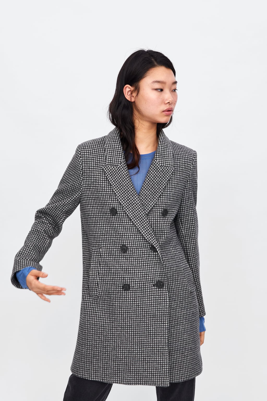 Zara DOUBLE-BREASTED PLAID COAT $119