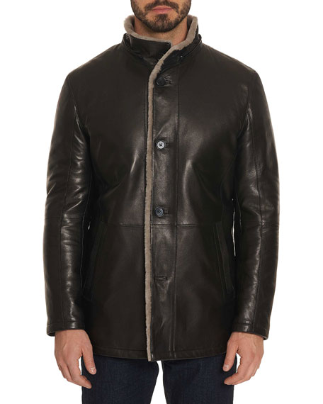 Robert Graham Men's Benson Shearling Fur-Lined Leather Jacket $2,398