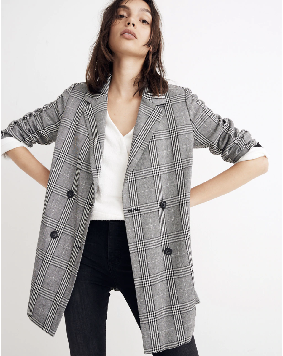 Madewell Caldwell Double-Breasted Blazer in Plaid $168