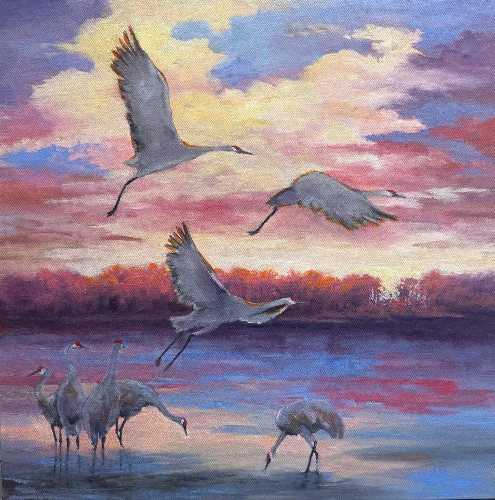 Autumns Sonata - Sandhill Cranes  |  Andrea Morris  |  Oil  |  $300 value