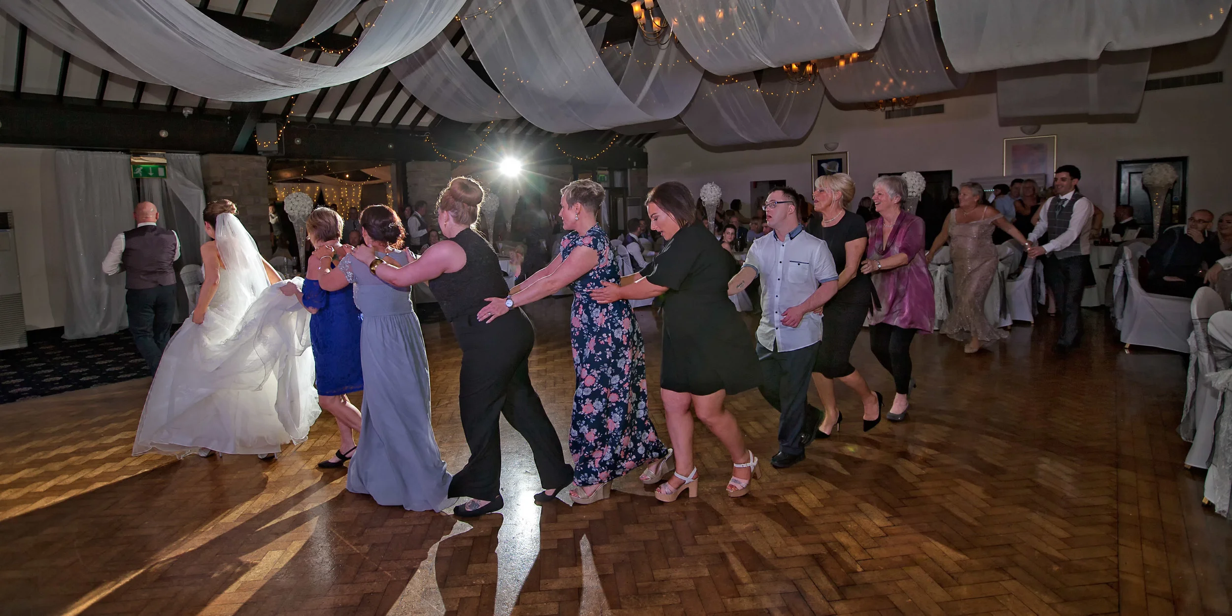 Wedding party dancing the night away at The Best Western Mytton Fold Hotel ,Whalley,image by Avanti Photography based in Lancashire