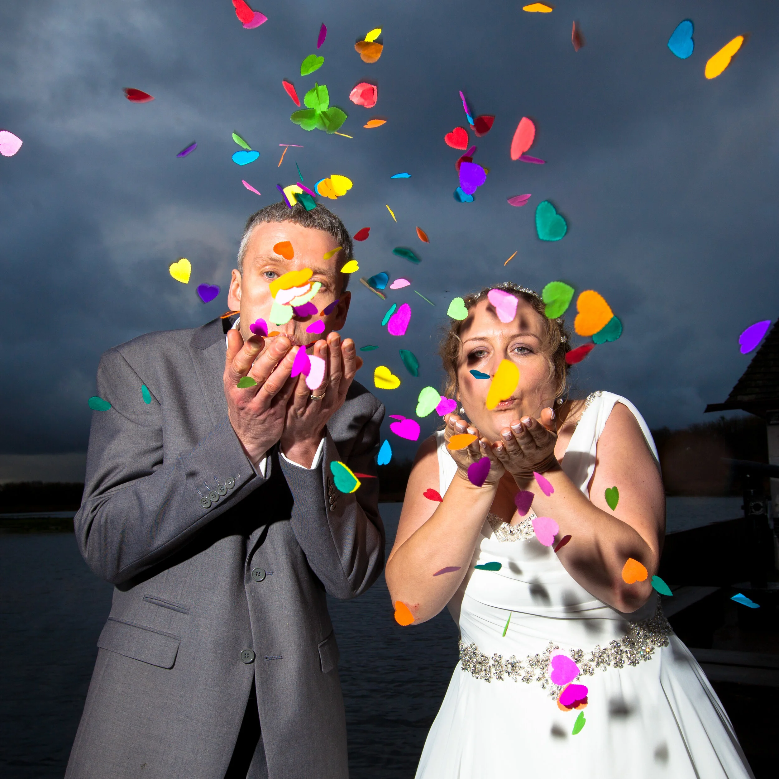 Confetti shot from wedding at Brockholes Nature Reserve
