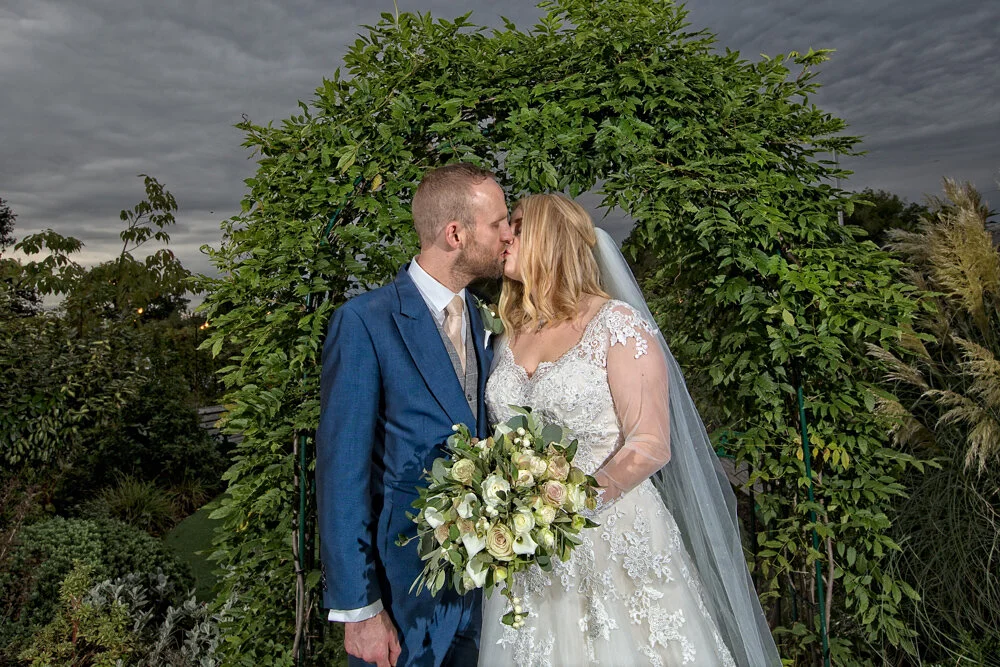 Newly weds at their barn wedding venue in Cheshire.