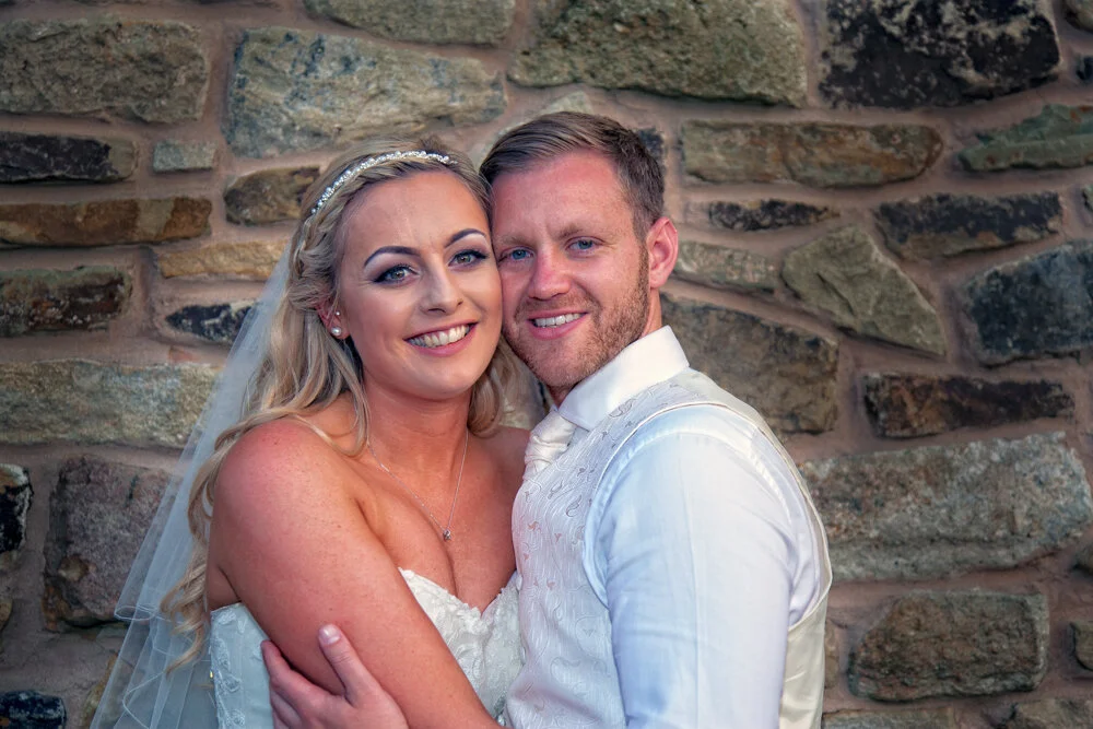 Bride and groom at The Fisherman's Retreat ,Ramsbottom.
