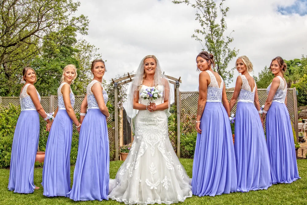 Stunning bride and bridesmaids at bridal prep in Lancashire