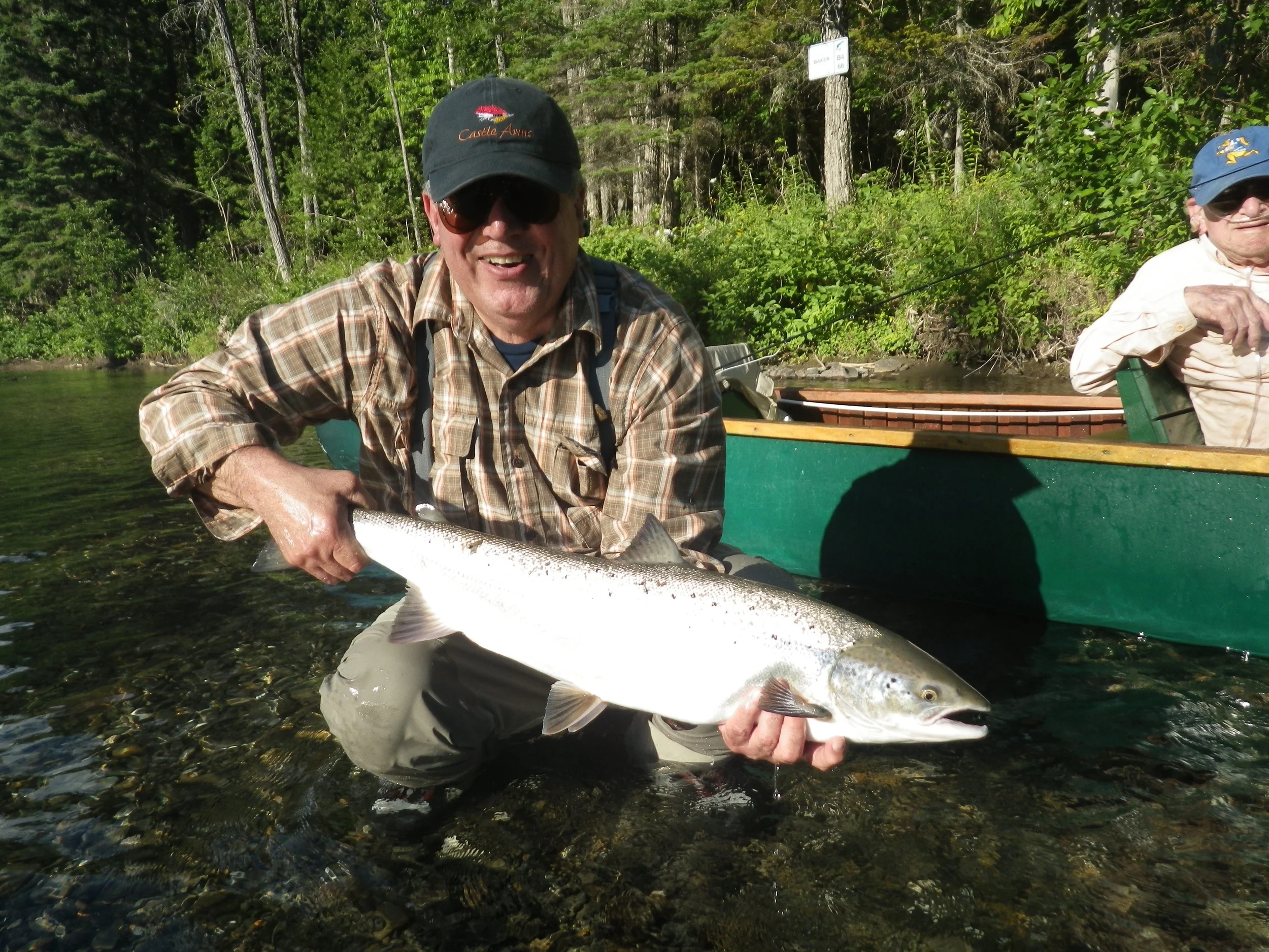 Camp Bonaventure regular David Castleman with a nice Bonaventure salmon, Congratulations David!