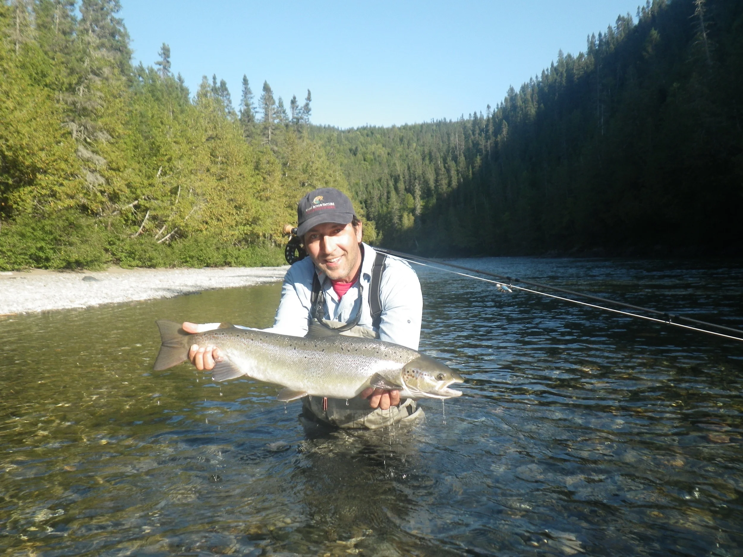 Claude Lombardo from New Caledonia with a fresh run fish on the Bonaventure.