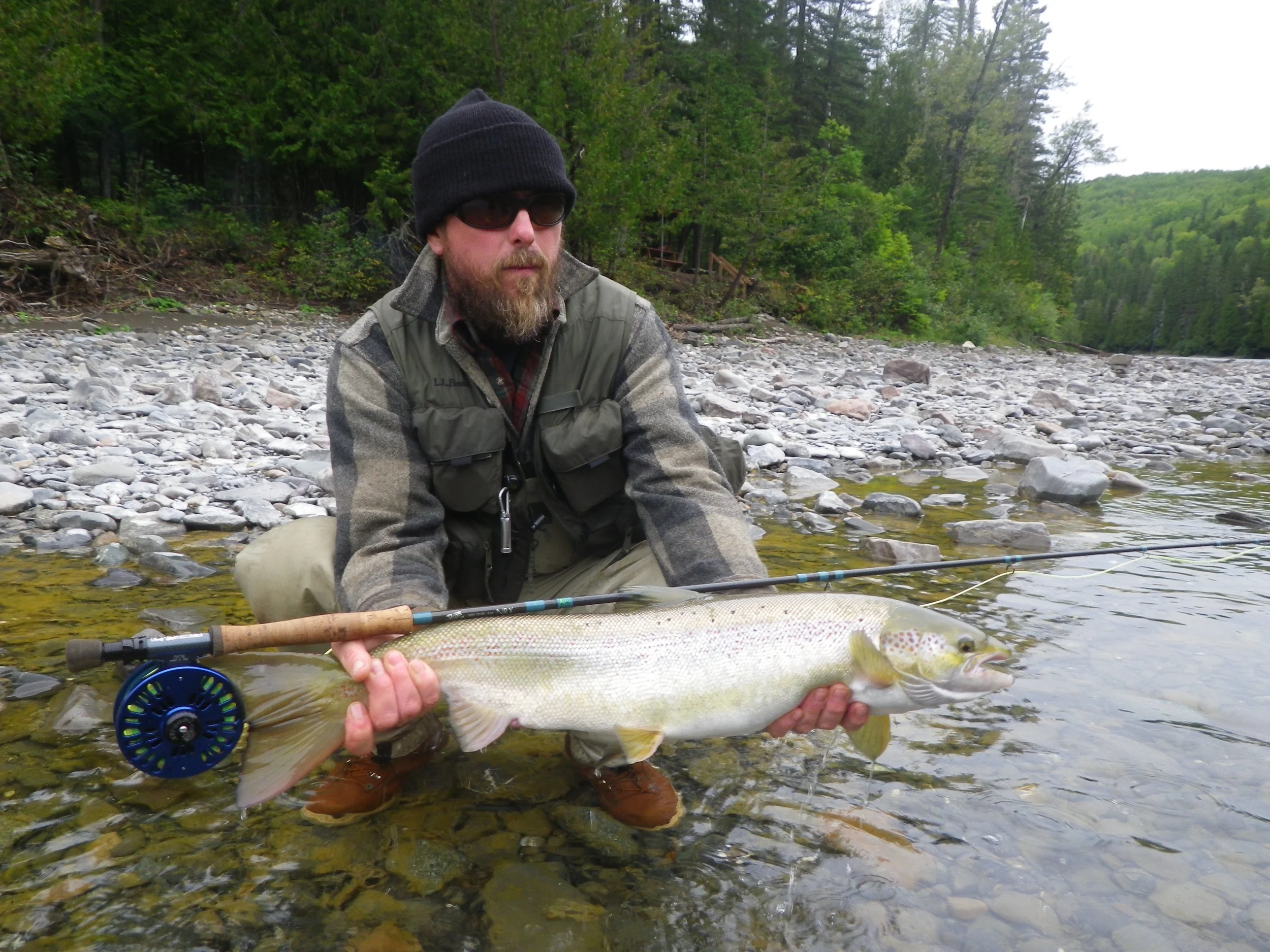 Mal Stevens from Maine with his first one of 2015, Nice fish Mal!