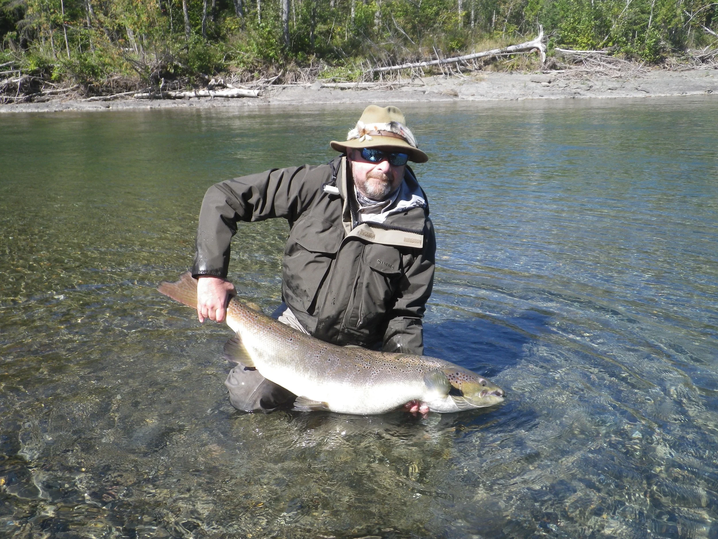 Camp Bonaventure regular Marcel Caissie with his biggest salmon of the year, Wow a nice one Marcel, Congratulations!