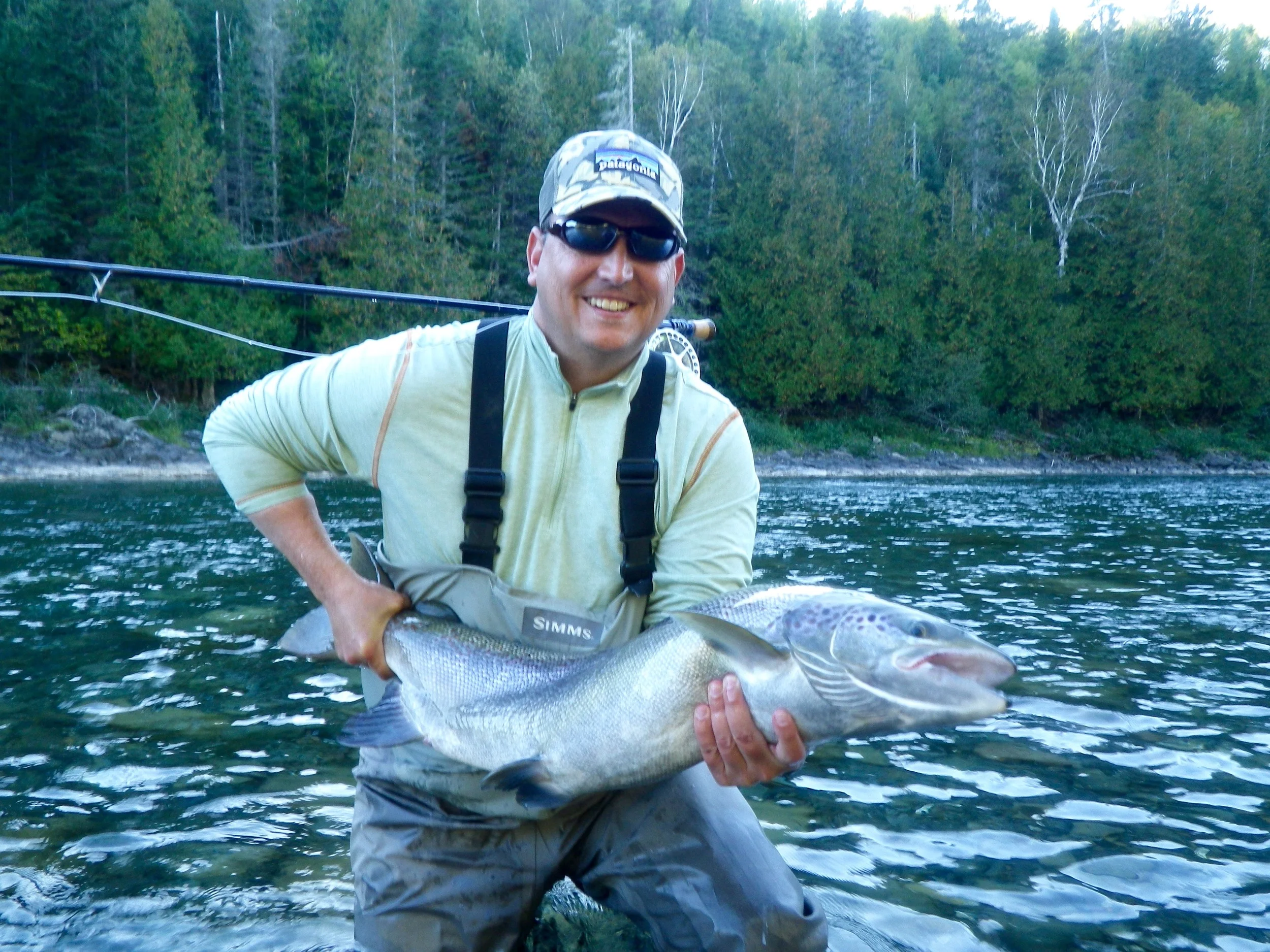 Chris Weaver on the Bonaventure river with his first Atlantic salmon, nice one, congratulations Chris!