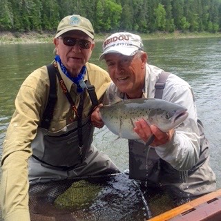  Camp Bonaventure regular Doug Butcher with his first salmon of the year, nice one Doug!