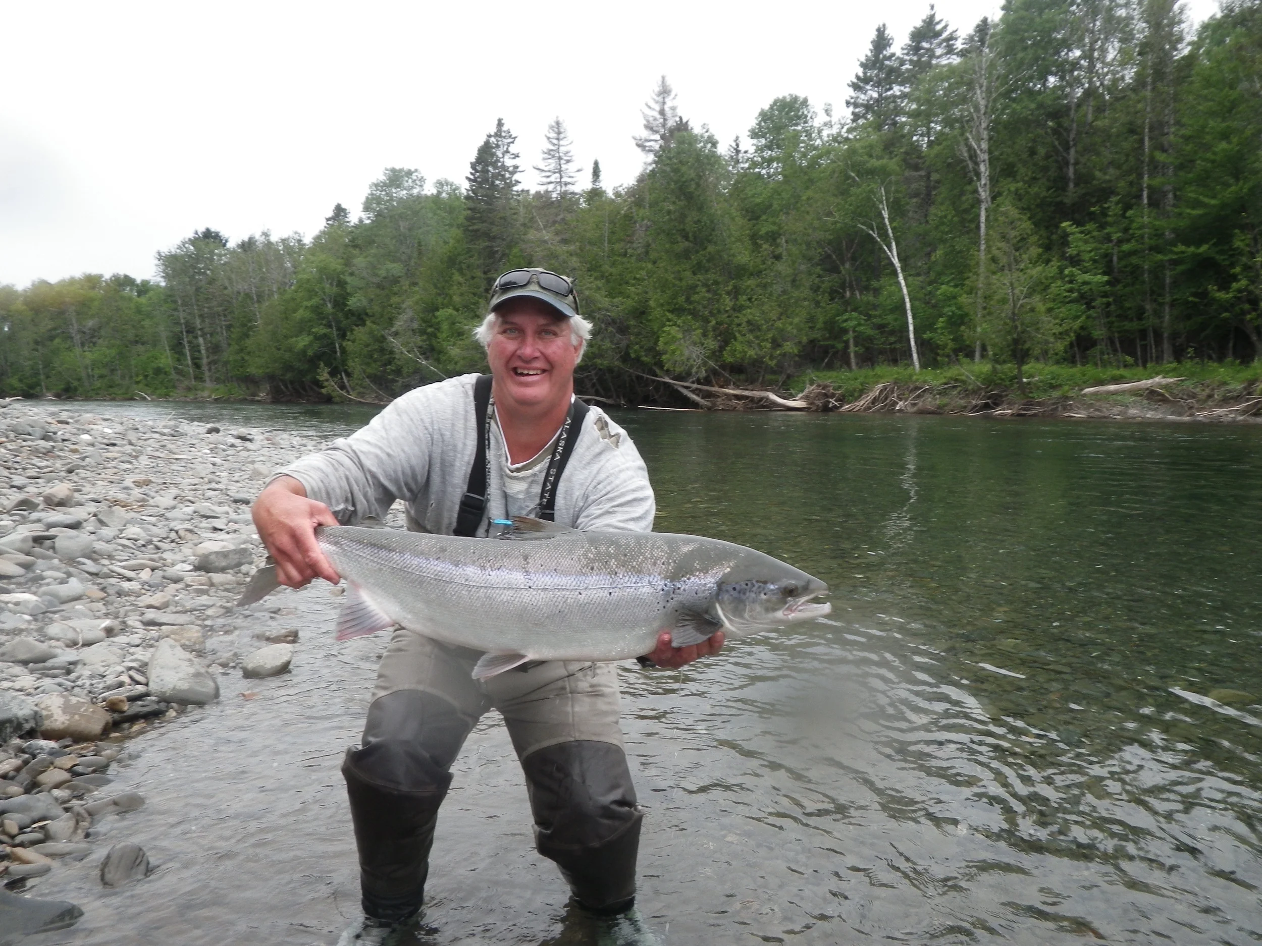 John Bodner with is first Atlantic salmon, A great way to start John!!!!