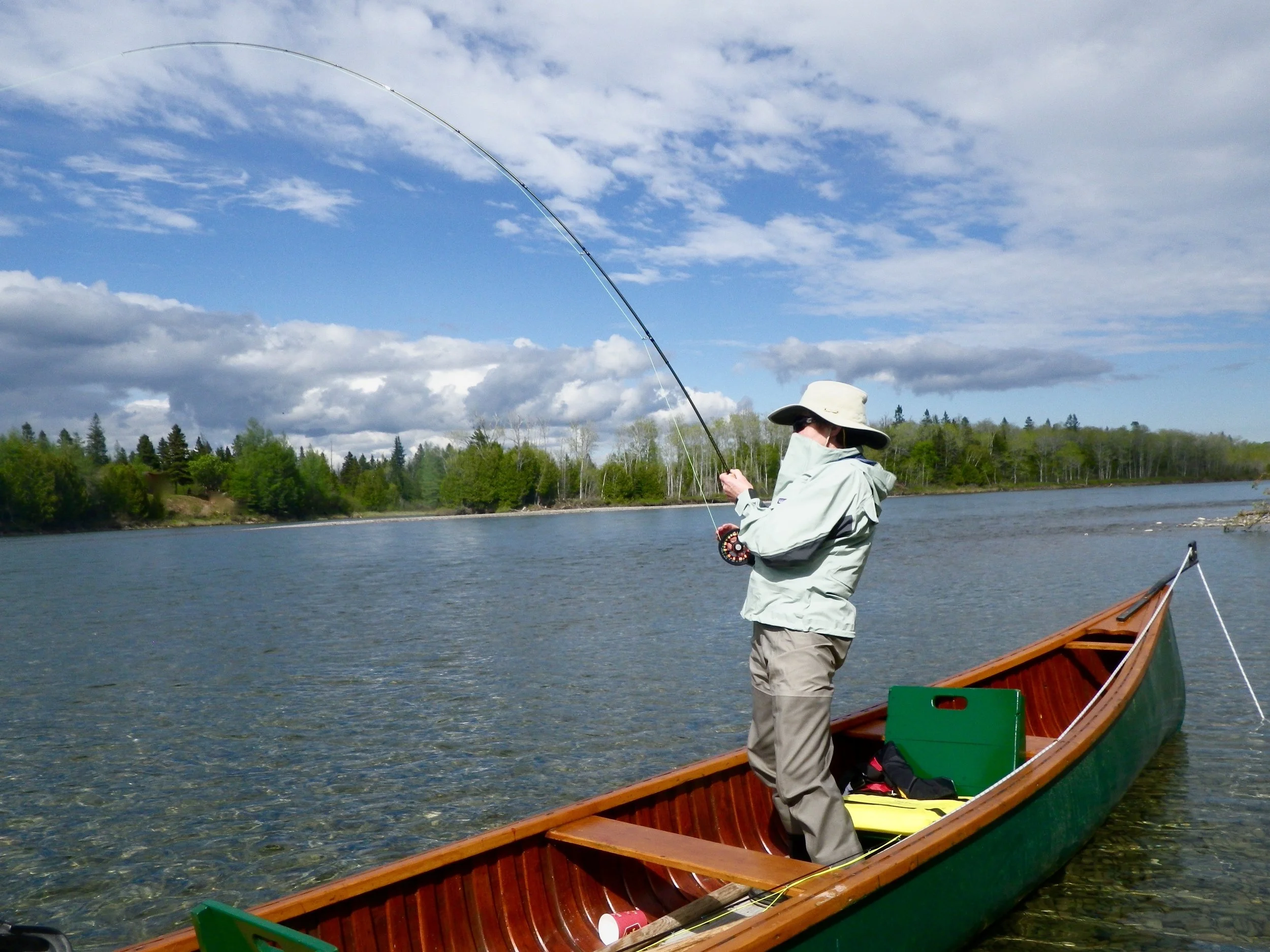 Fiona Gilfilian plays a nice salmon in front of Camp Bonaventure on June 2nd, Way to go Fiona!