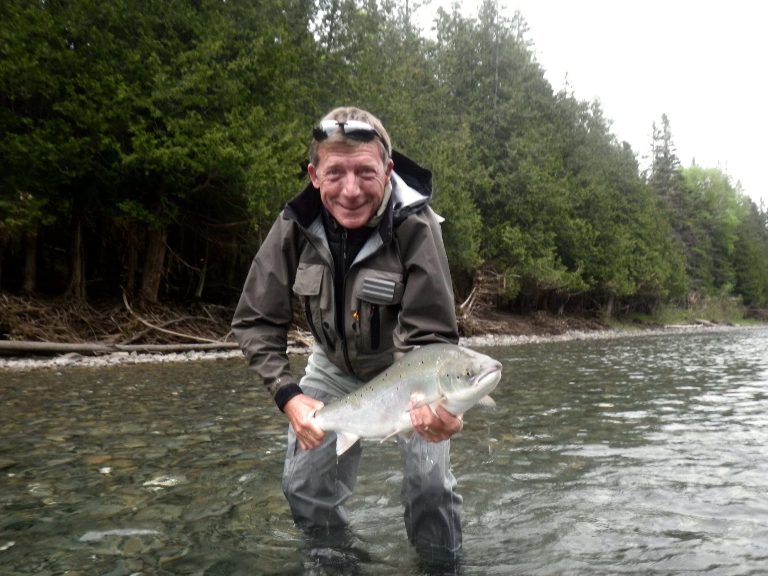 John Frost land a fresh run salmon on the Bony, Nice on John!