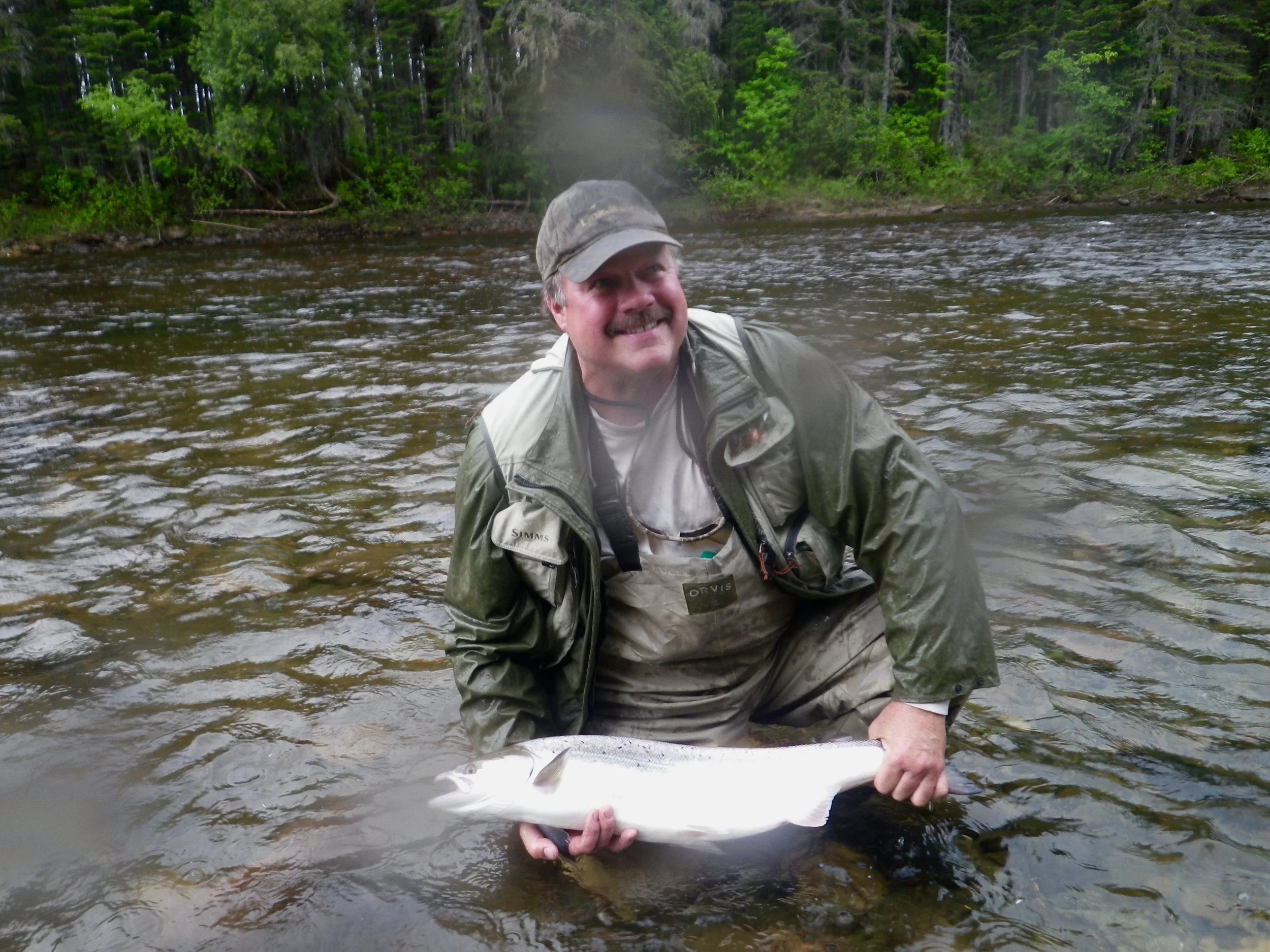 Brian Snow from Fredericton with his first Grand Cascapedia Salmon, Good start Brian.