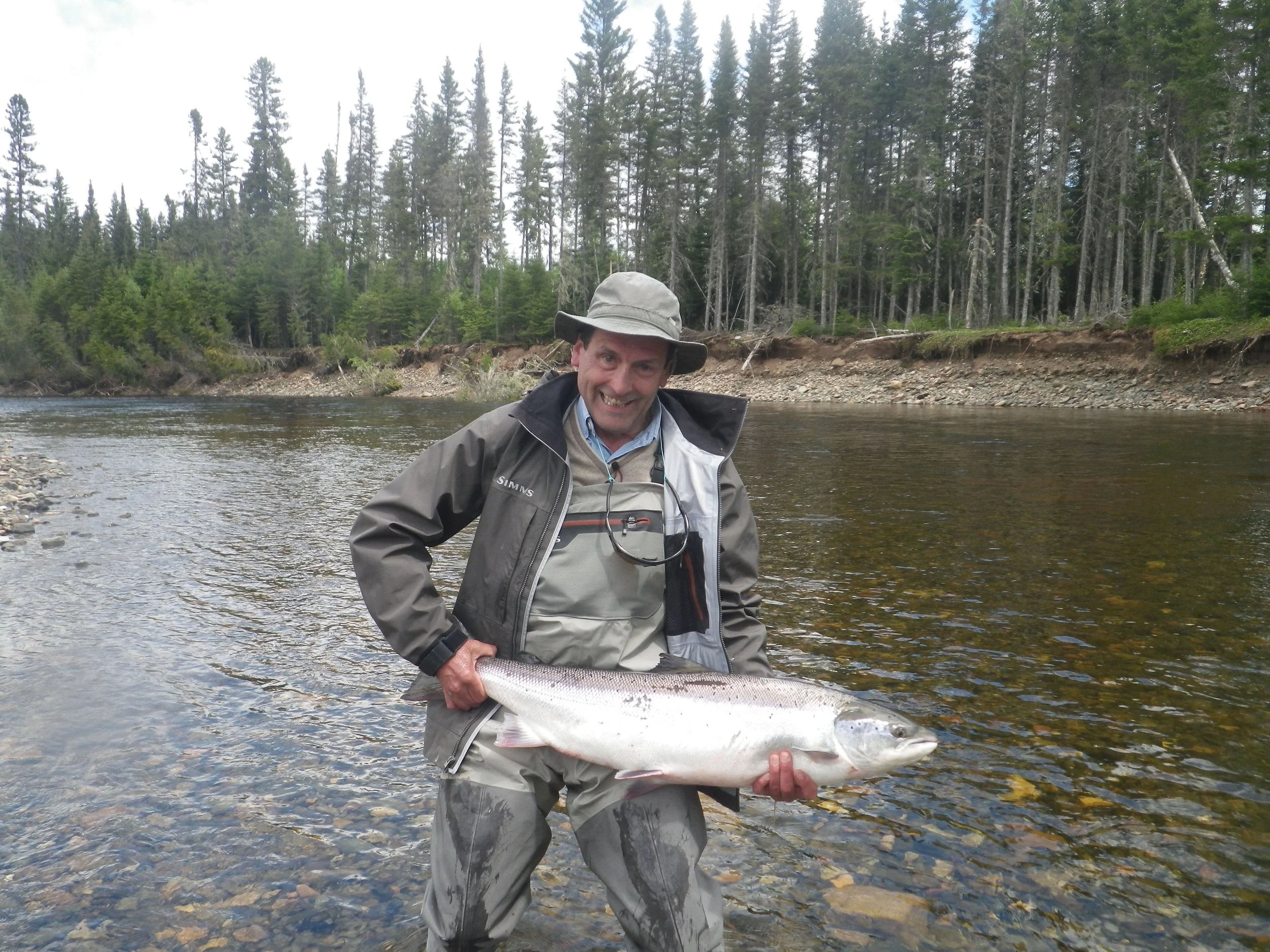 Camp Bonaventure regular Maitland McLean with a nice one from the Grand Cascapedia, Way to go Maitland!
