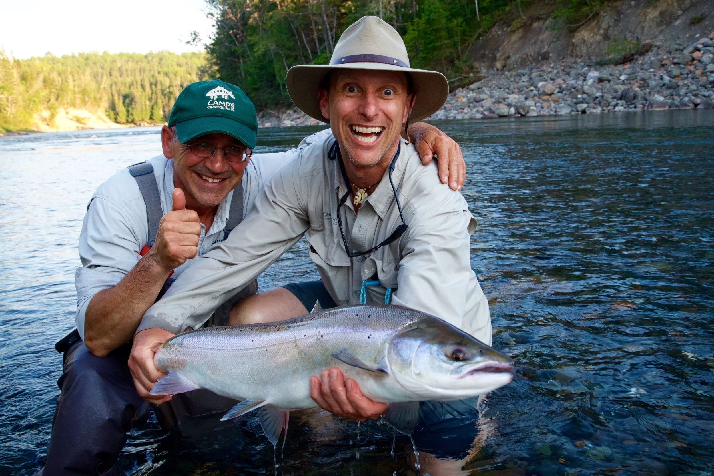 John Ouelette (right) has been coming to Camp Bonaventure for many years, he and Camp B guide Carol Barrault are indeed a very happy pair.