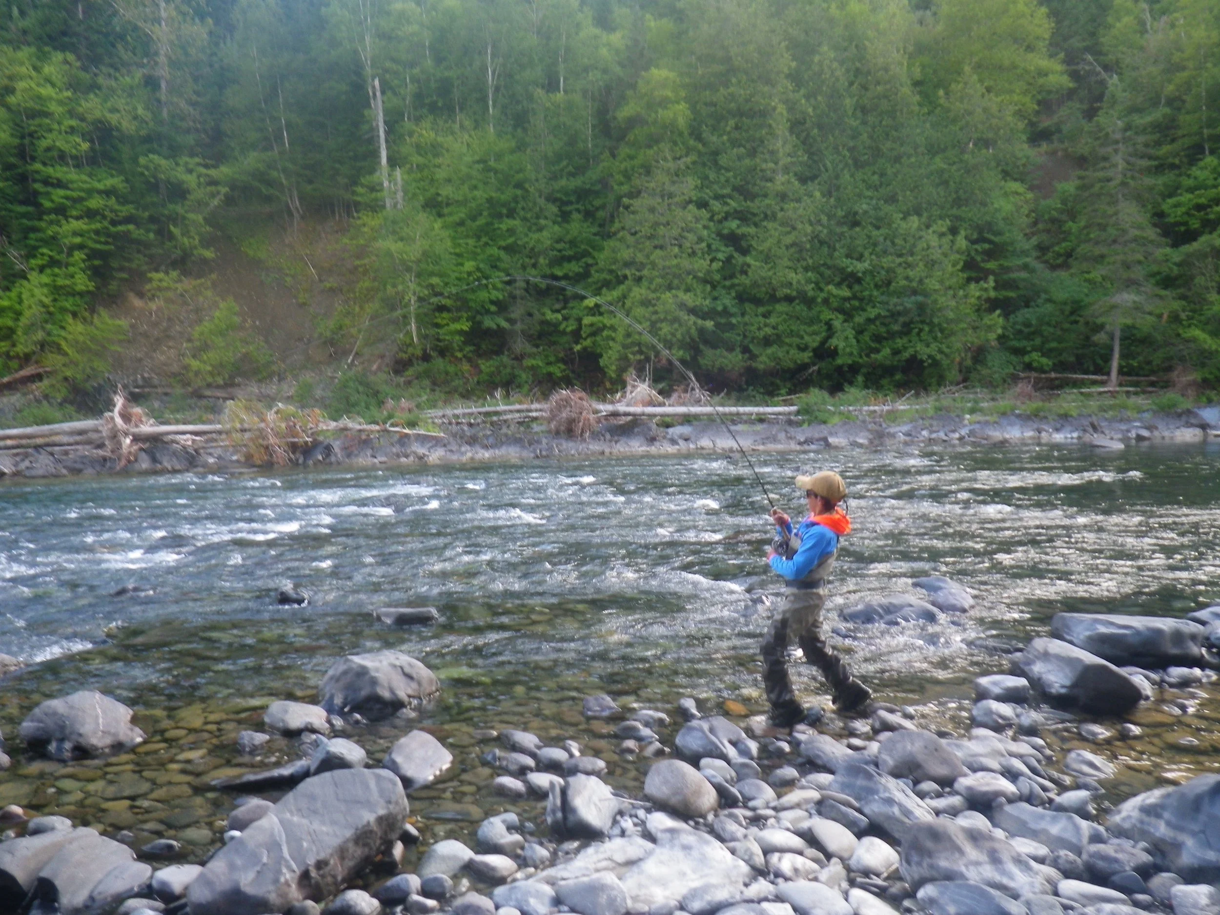 Teo Panzer - He's 11 years old and was high rod for the week with 17 salmon to the net and a few more lost. Teo and his Dad Pancho from Argentina are regulars at Camp Bonaventure, they have become good friends as well. He' Teo with yet another salmon!, Well done young man! 
