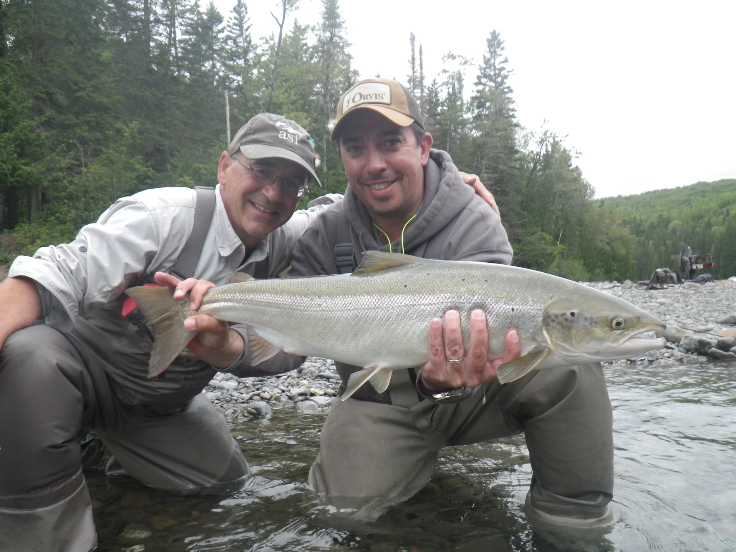 Pancho Panzer (right) and Camp Bonaventure guide Carol Barriault with a nice one from the Bonaventure, congratulations Pancho!
