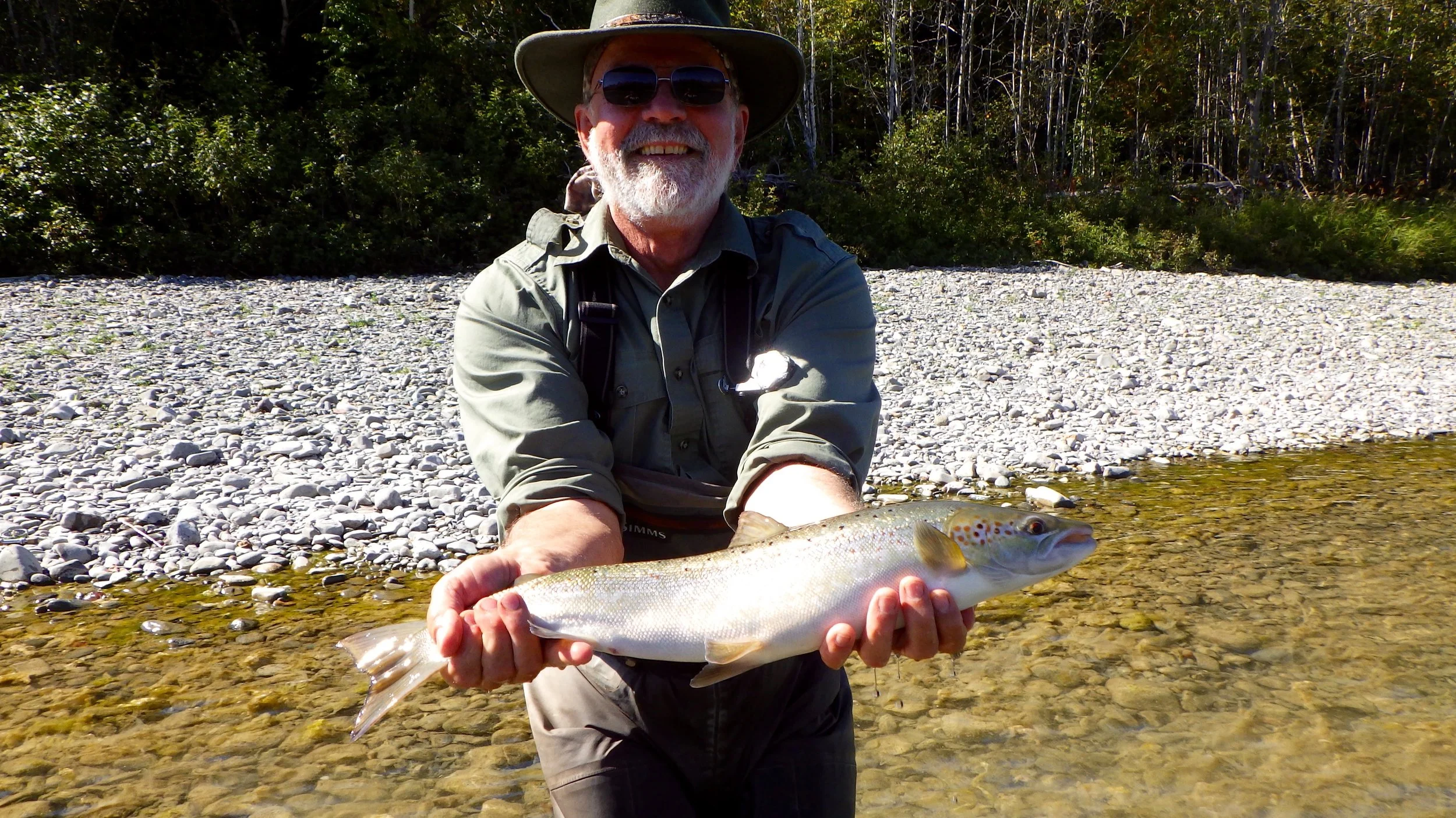 Randy Spencer is no stranger to Camp Bonaventure, here he is with a nice fresh fine grilse, nice one randy, see you next year.