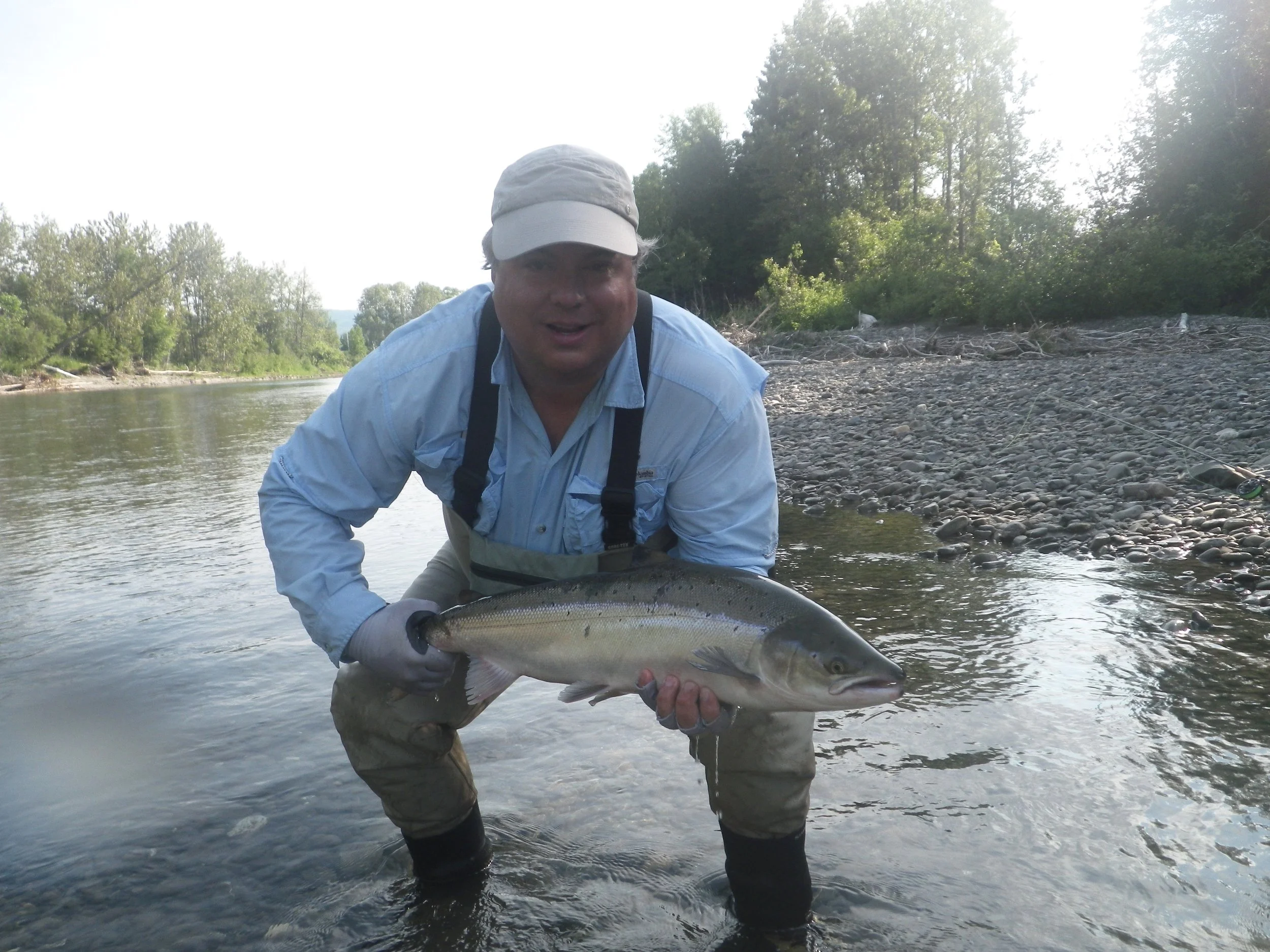 Tom Smith with a fine salmon from the Petite Cascapedia, nice one Tom, well done.