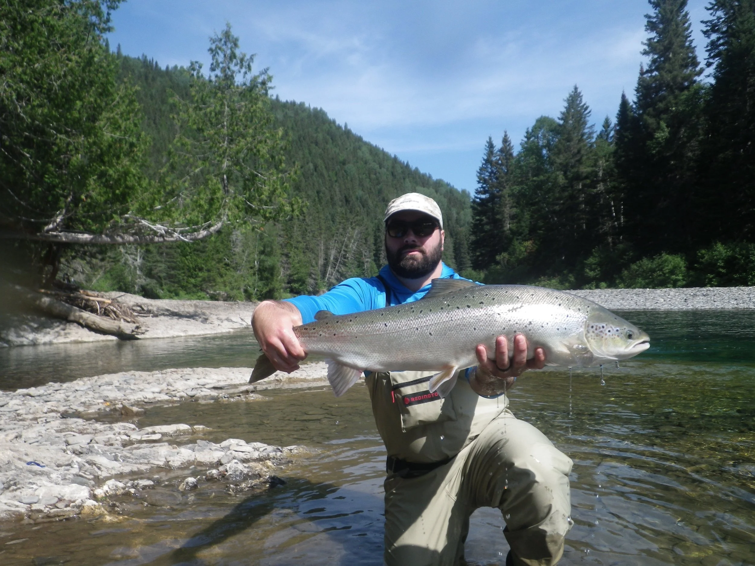 Camp Bonaventure regular Marc Andre Bourdon landed this fine salmon on the Bonaventure, Nicely done Marc Andre!