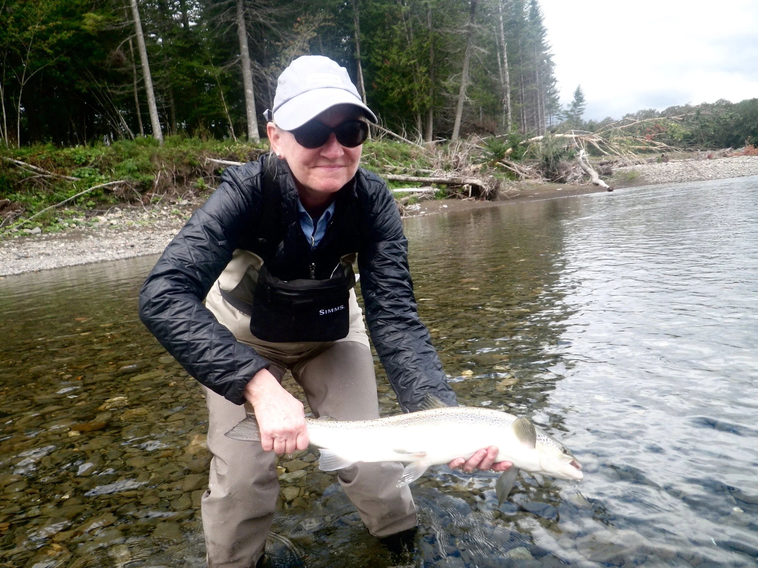 Congratulations to long time Camp Bonaventure friend Lori Sullivan, here she is with a nice Petite Cascapedia Salmon. Nice one Lori!