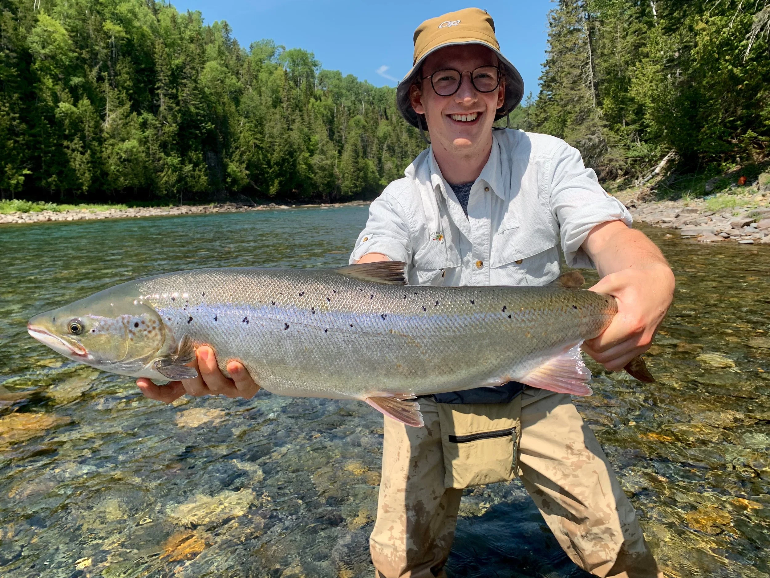 Justin Vezina with a nice Bonaventure salmon, congratulations Justin.