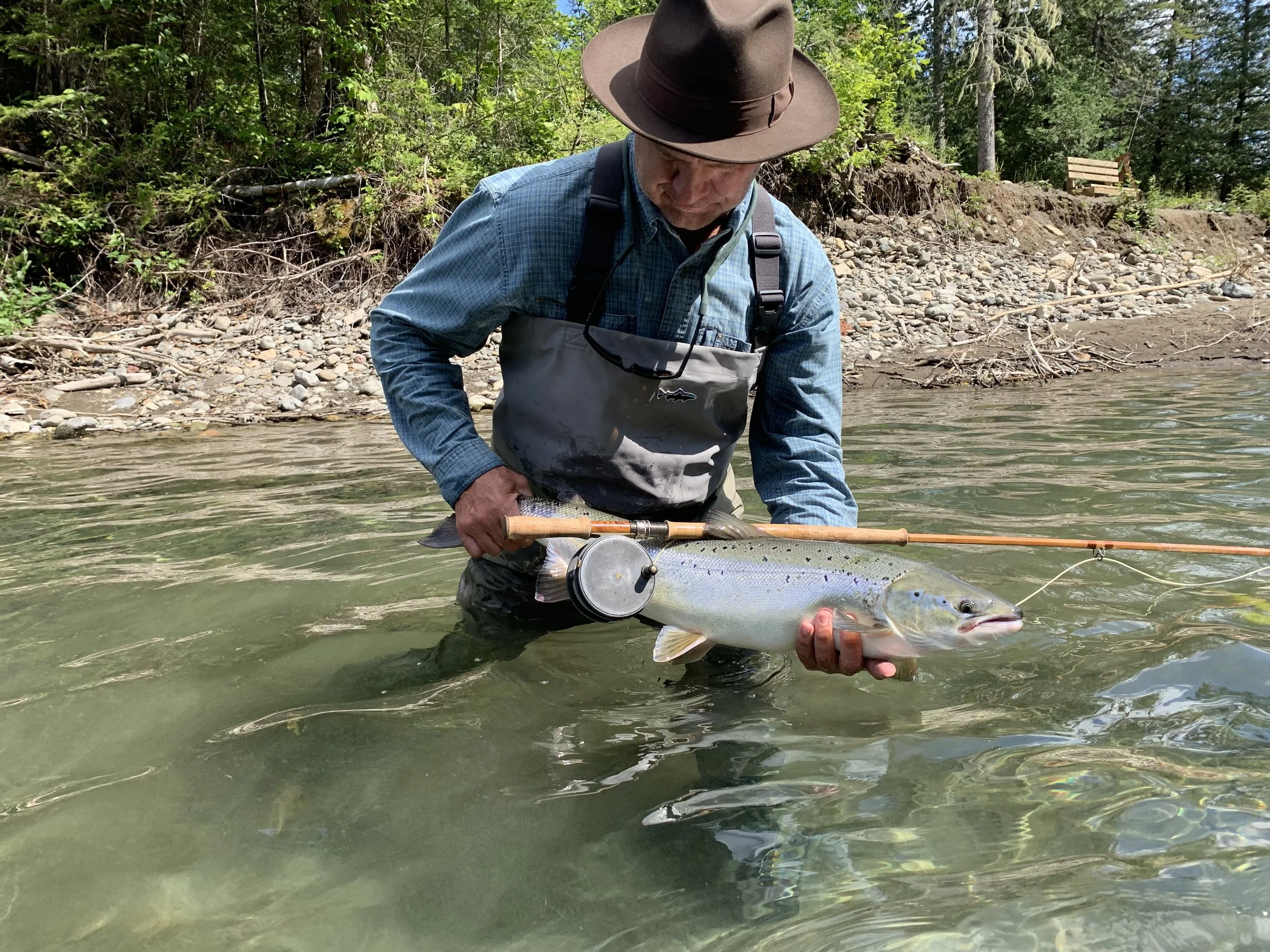 Mark Moorman with a beautiful fresh August salmon landed! Congratulation Mark!