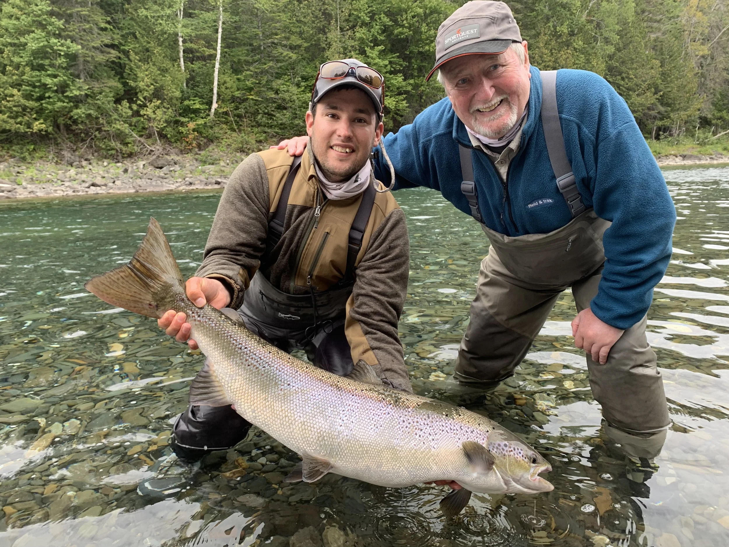 Keith Campbell landed and released a salmon of a lifetime on the Bonaventure River guided by Robert Benwell! Amazing job gentlemen!