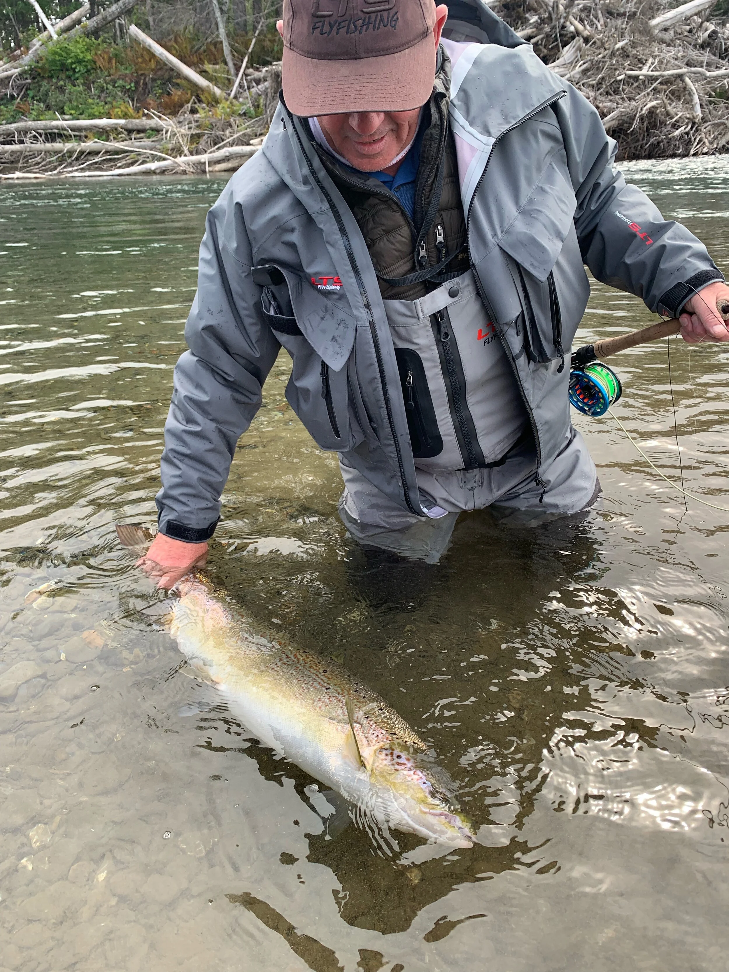 Tony with the Win! Beautiful Female to release back into the Petite Cascapedia!