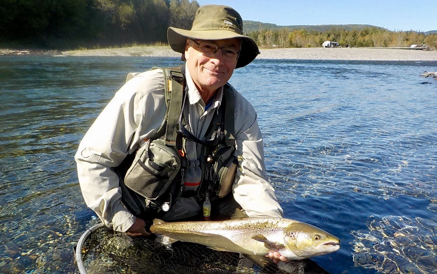 Our first time Camp Bonaventure guest Dave Edwards landed this fresh beauty on the Bonaventure River! Congrats Dave!