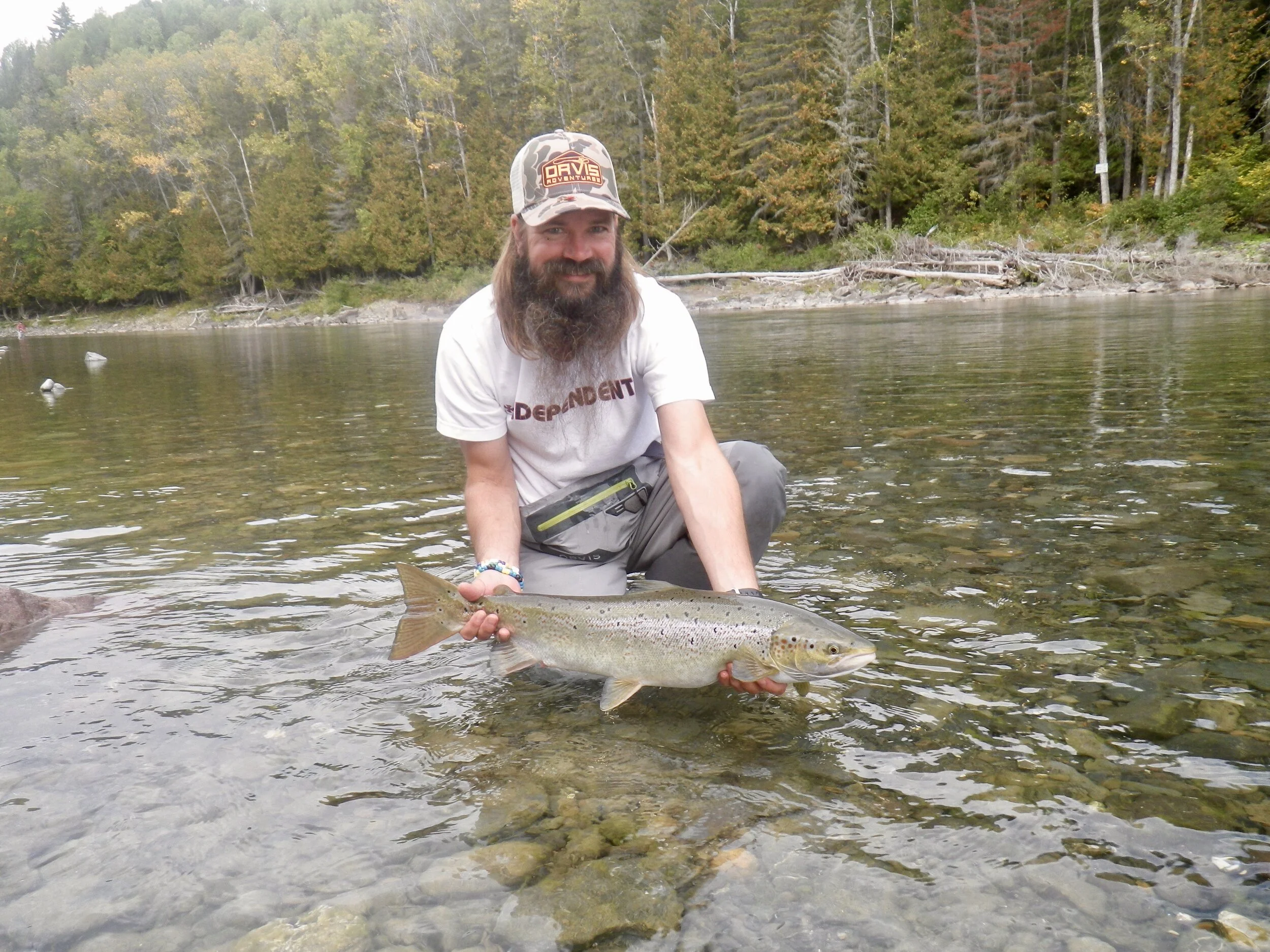 Dan Davala our Orvis Travel Rep. is a great friend and has been coming to Camp Bonaventure for many years! Here he is with a beauty landed on the Bonaventure River! Nicely done Dan!