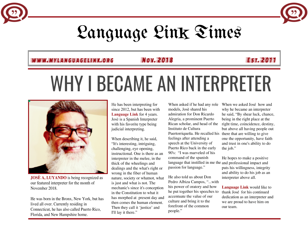 NOVEMBER 2018 -- JOSÈ A. LUYANDO