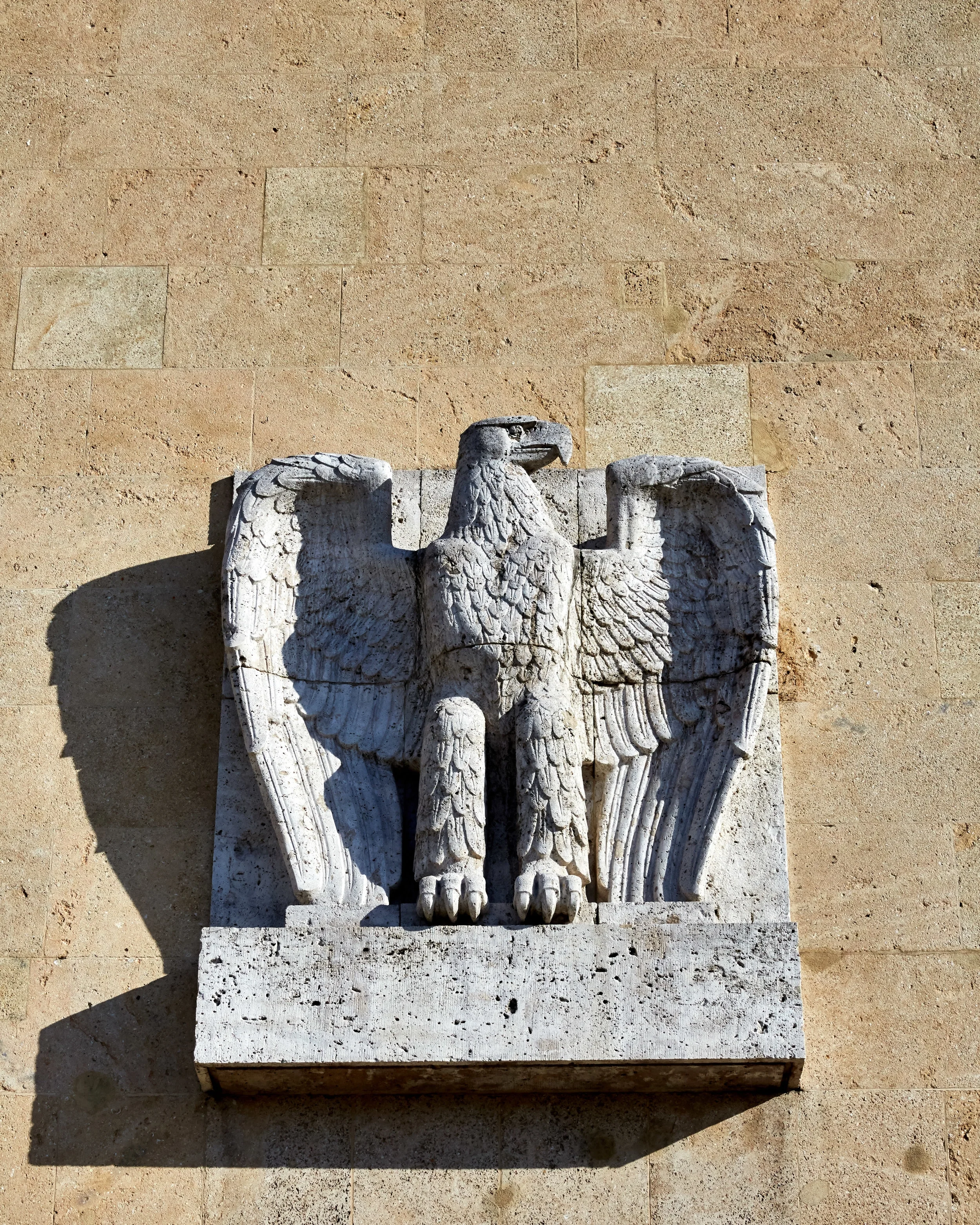 Germany's national symbol, known as the Federal Eagle ( Bundesadler ), seen on a federal building in Berlin