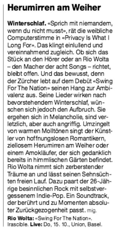Basler Zeitung, 21.9.2015