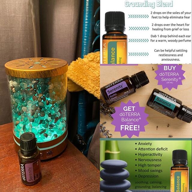 Today only, guys!!!
TODAY's BOGO!!!! buy SERENITY get BALANCE FREEEE! $34.50 tax incl.
I use these oils DAILY. Also how gorgeous is my Aventurine diffuser?! 😍😍😍💚
Buy Serenity get Balance free!! Sleep better:smell better/feel better/diffuse better