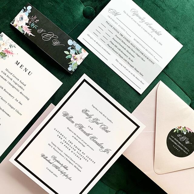 One of my favorites from 2019... Emily + William&rsquo;s invitations were elegant and classic with a touch of colorful floral. 🌸