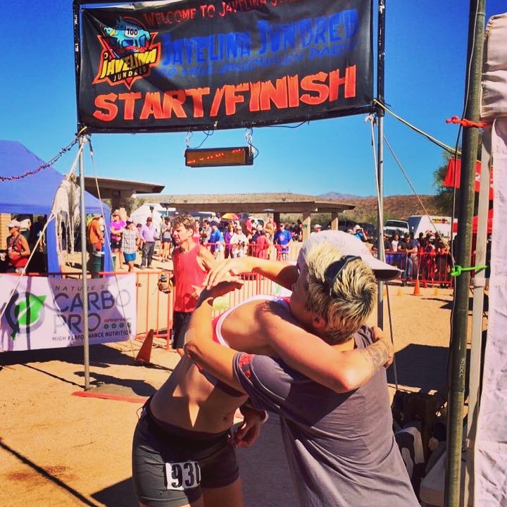 I needed a hug. Thanks Laura for providing one. Photo by UltraSportsLive