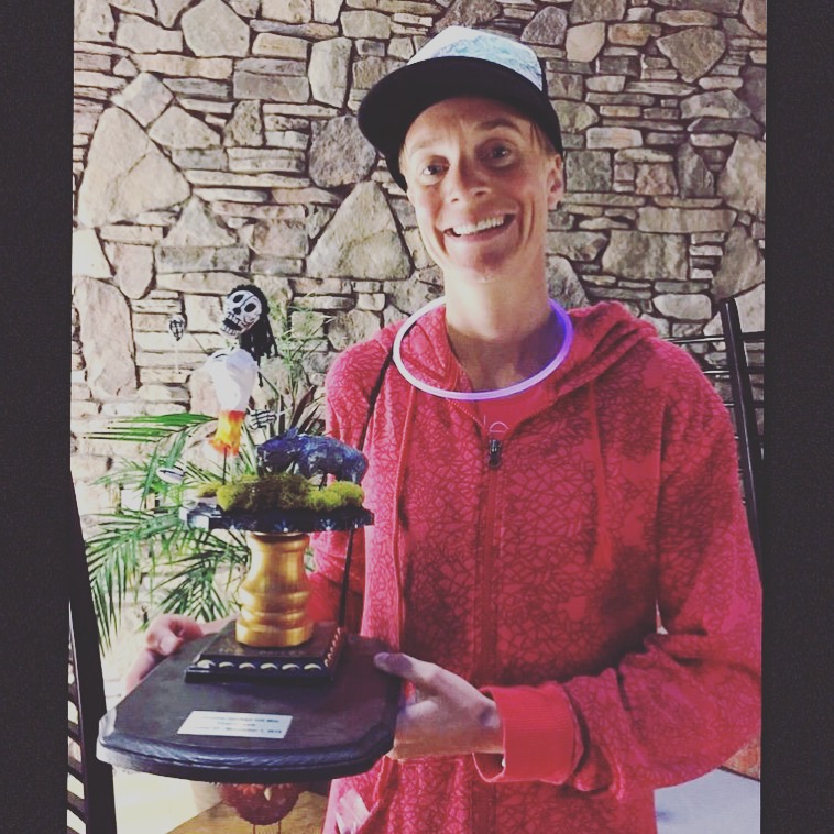 Post race cozy in my yeti. With my trophy. I'm on top of the world!
