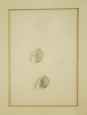 "Study of two men from the Back" Pencil drawing on paper, 9x6"