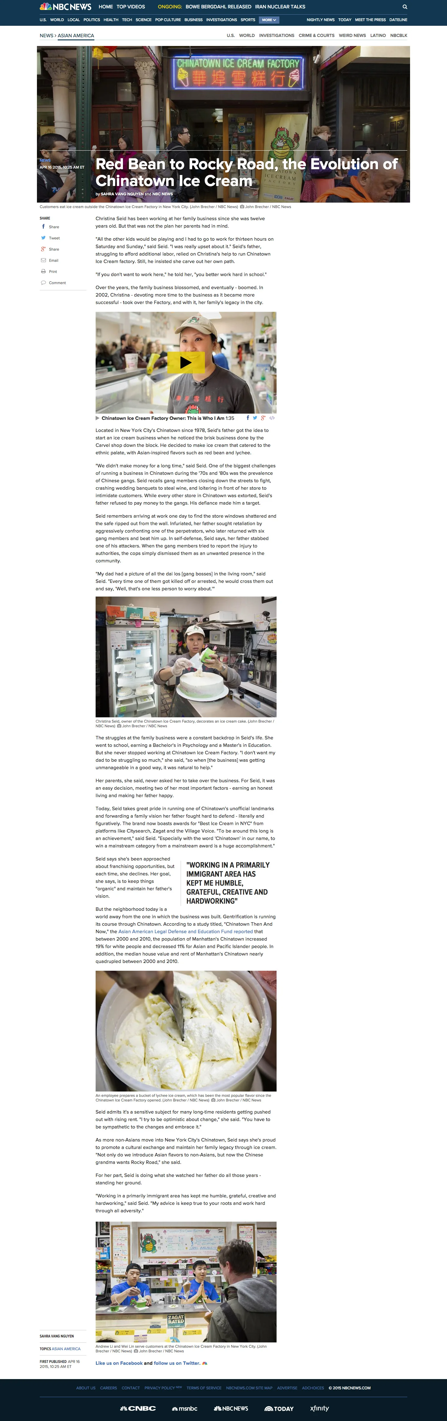 NBC News – Red Bean to Rocky Road, the Evolution of Chinatown Ice Cream