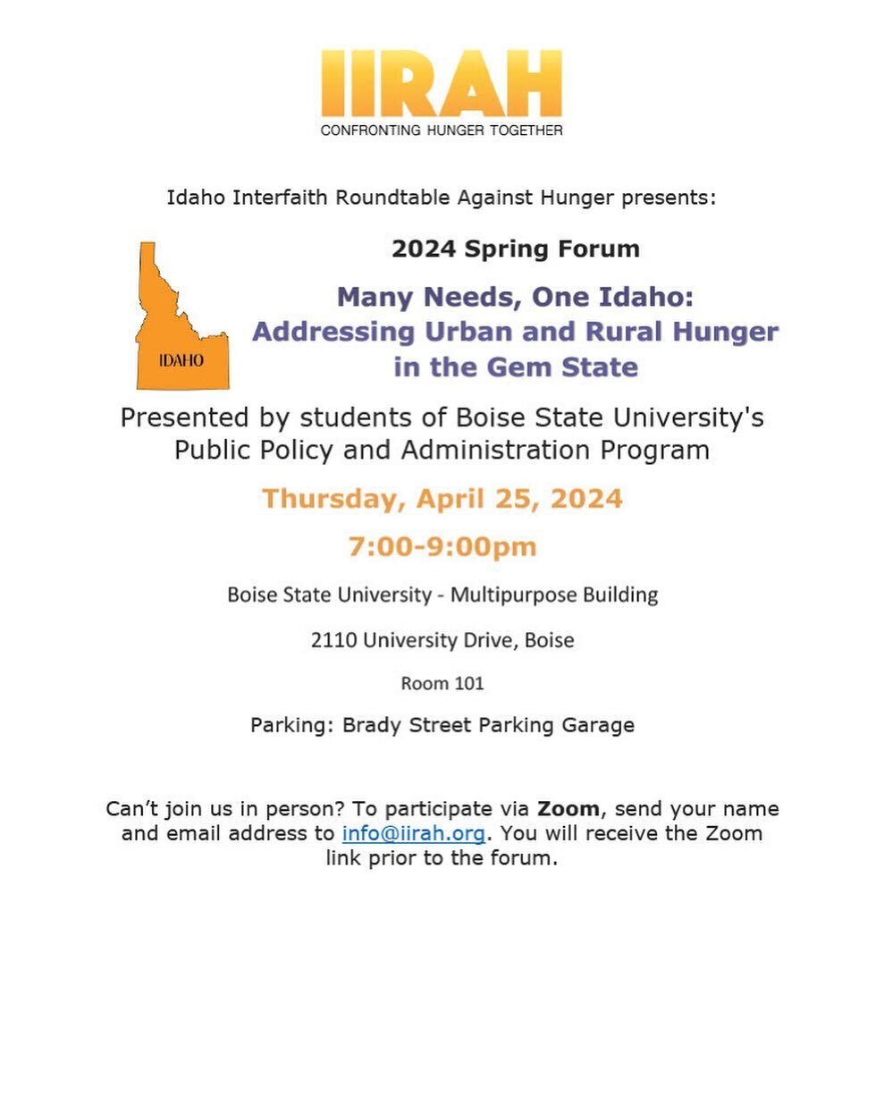 Interested in joining? Attend in person on April 25 from 7-9 PM at the Boise State Multipurpose Building or email info@iirah.org for a zoom link.

#idaho #nonprofit #iirah