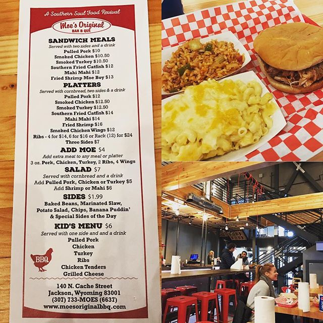 @moesbbqjacksonhole is open for business! It seems like it will make for a great quick, affordable home style cooking option close to the town sq. Great job by local entrepreneur Tom Fay (@pinkygsjh fame) in his latest endeavor! Pictured is the pulle