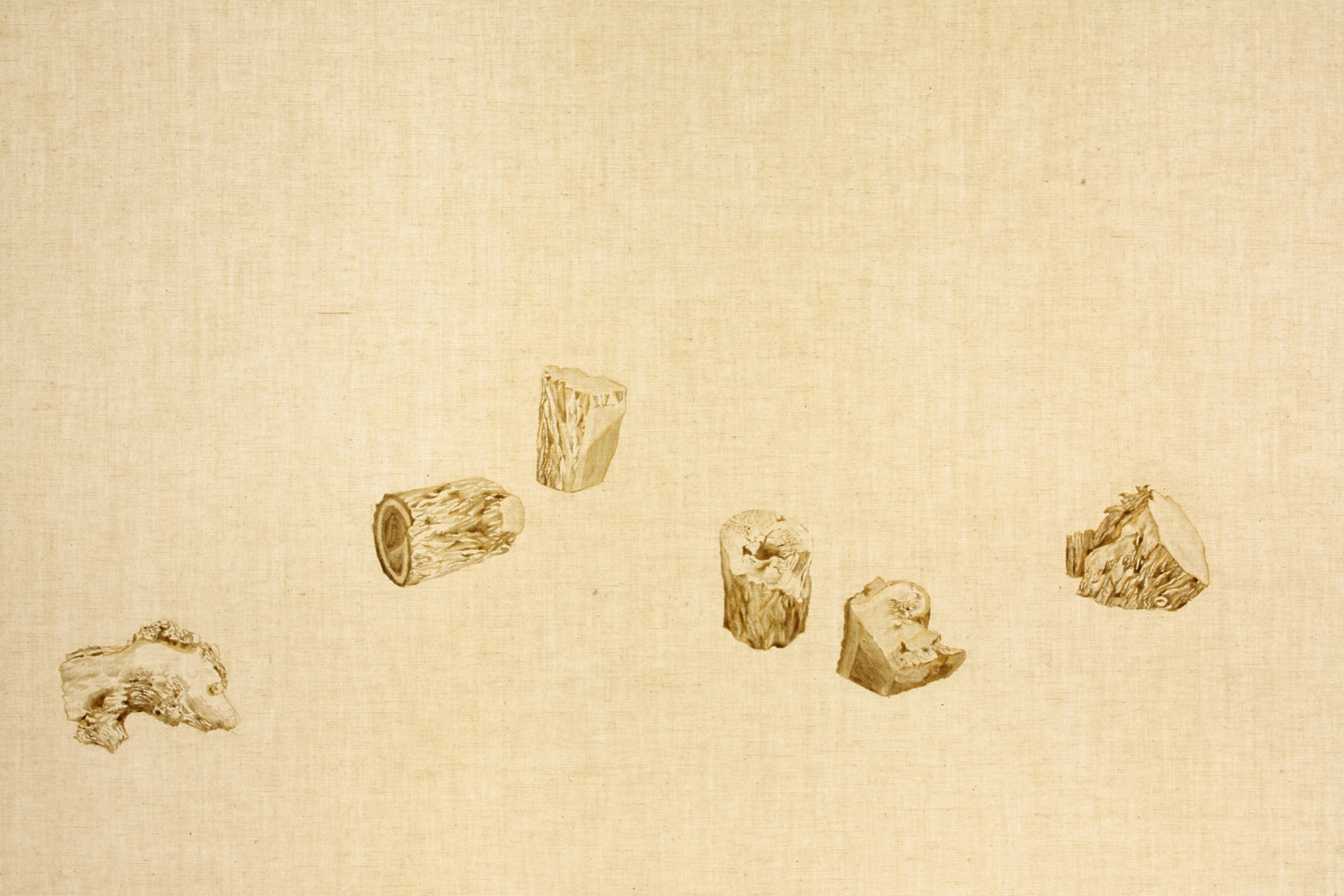 Logged (detail) - Before 7pm Oil primer on sealed canvas, wedged into gallery window 2009 210 x 100 cm