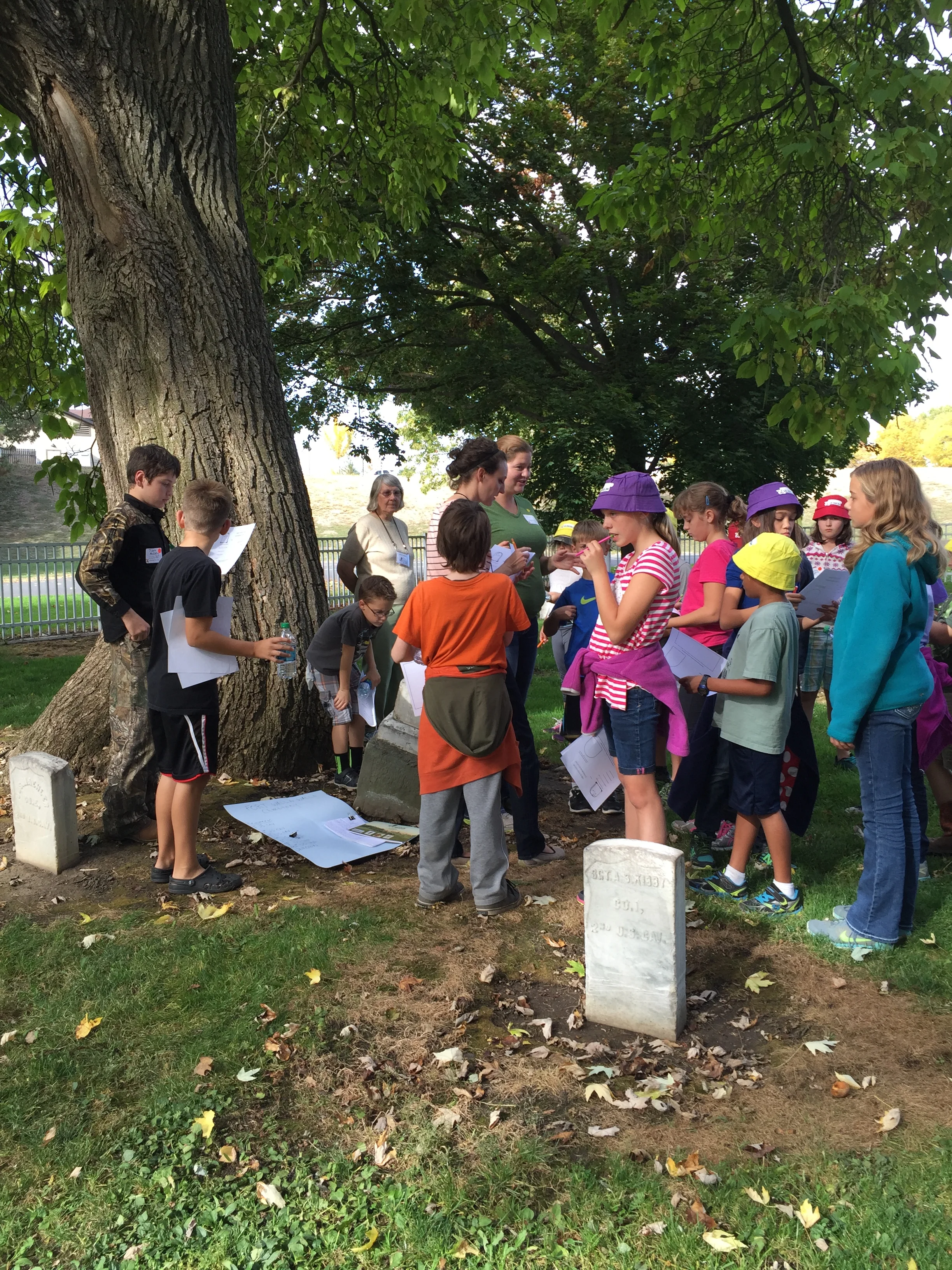 Starting fieldwork in the cemetery. 
